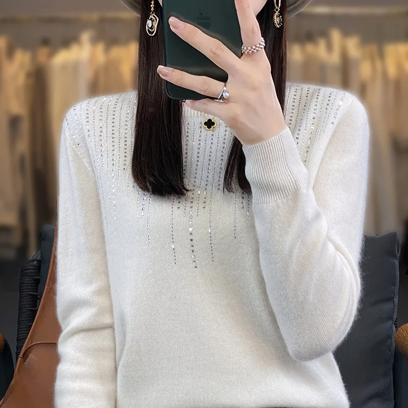 Women Sweater Thick Warm Long Sleeve O-neck Sequined Pullovers Autumn Winter Soft Bottoming Shirt Jumper Fashion Korean Knitwear - Image 5