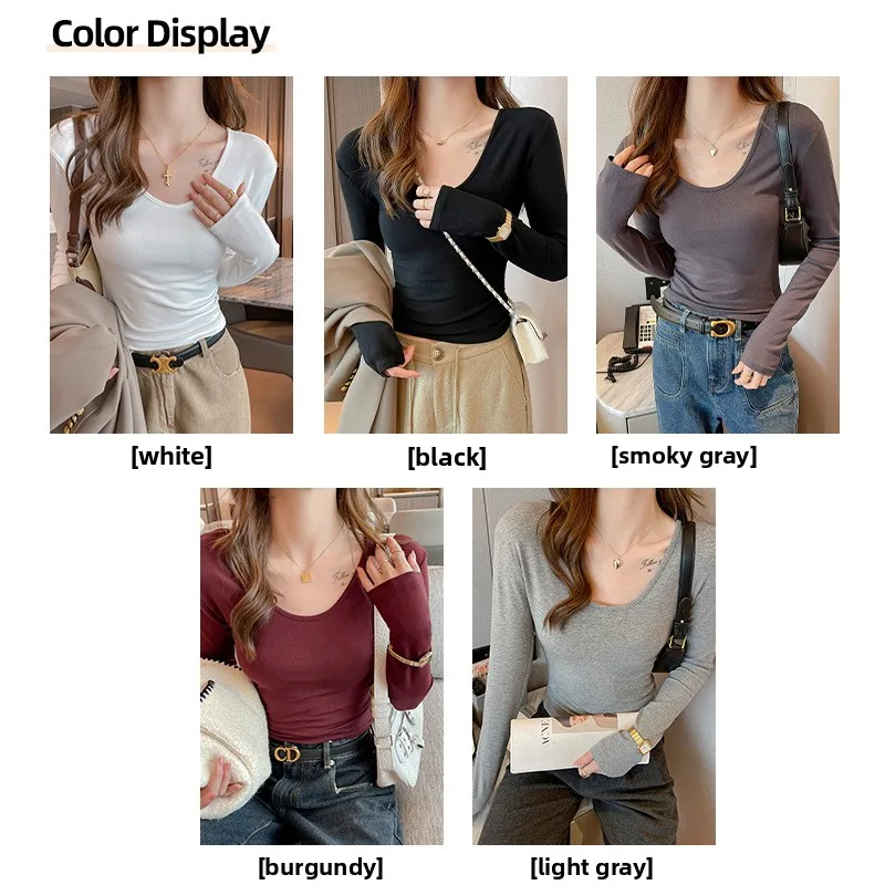 Women T-shirts Modal Warm O-neck Long Sleeve Autumn Winter Bottoming Shirt Casual Spring Undershirts Korean Strecth Slim Fit Top - Image 2